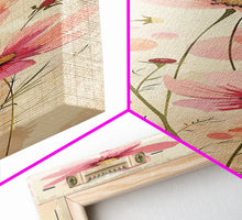 Load image into Gallery viewer, Delicate Pink Flowers with Tall Stems on a Subtle Beige Background Ukiyo-e Art Japanese Framed Canvas Print Skinny Tall Art
