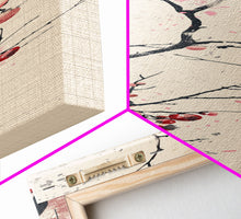Cargar imagen en el visor de la galería, Minimalist Japanese Tree Branch With Red Berries, Ukiyo-e Woodblock Style Canvas, Framed Canvas Print, Japanese Tall Skinny Wall Art, Ready To Hang
