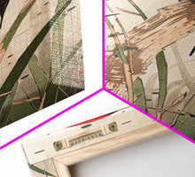 Load image into Gallery viewer, Detailed Woodpeckers Perched On Stems Amid Nature For Rustic Wall Art Ukiyo-e Japanese Style Art Skinny Framed Canvas Print
