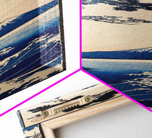 Load image into Gallery viewer, Skinny Art Tall Art Framed Canvas Print Japanese Style Art Blue Pine Tree Mount Fuji Wood Block Print Ukiyo-e Feng Shui Wall Art
