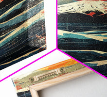 Load image into Gallery viewer, Skinny Art Tall Art Framed Canvas Print Japanese Style Art Mount Fuji Sunset Wood Block Print Ukiyo-e Feng Shui Wall Art
