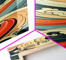 Carregar imagem no visualizador da galeria, Abstract Wave Pattern With Vibrant Colors - Skinny Art Tall Art Framed Canvas Print Japanese Style Art Ukiyo-e Art
