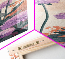 Carregar imagem no visualizador da galeria, Beautiful Purple Flowers Standing Tall In Japanese Style Ukiyo-e Art Framed Canvas Print Skinny Art Tall Art
