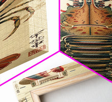 Load image into Gallery viewer, Detailed Lobster Illustration On Beige Background Skinny Art Wood Block Print Japanese Style Art Framed Canvas Print Tall Art Ukiyo-e Art
