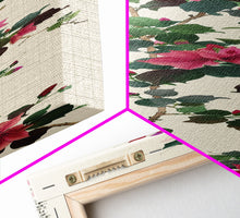 Load image into Gallery viewer, Pink Hibiscus Flowers On Branch Skinny Art Wood Block Print Japanese Style Art Framed Canvas Print Tall Art Ukiyo-e Art
