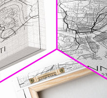 Cargar imagen en el visor de la galería, Cincinnati Street Map, Ohio Map, City Map Art, Minimalist Art, Wall Art, Canvas Print, Canvas Wall Art, Travel Wall Décor, Gift For Her
