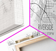 Load image into Gallery viewer, Panoramic Riverside City Map, California Art, Map Print, Minimalist Wall Art, Canvas Art, Housewarming Gift, Street Map Art, Closing Gift
