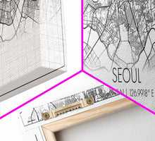 Load image into Gallery viewer, Panoramic Seoul City Map, South Korea Art, Map Print, Minimalist Wall Art, Canvas Art, Housewarming Gift, Street Map Art, Closing Gift
