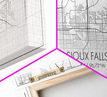 Load image into Gallery viewer, Sioux Falls City Map, South Dakota Art, Map Print, Modern Wall Art, Wall Art, Canvas Art, Large Wall Art, Unique Wall Décor, Office Prints
