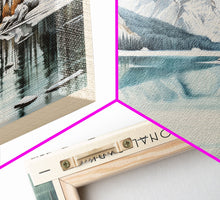 Load image into Gallery viewer, Banff National Park COUNTRY | Framed Travel Poster Canvas Print | Trendy Wall Art | Watercolor Painting | Living Room Art | Unique Art
