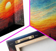 Load image into Gallery viewer, Beautiful sunset canvas print, canvas art, ink painting style
