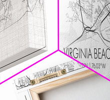 Load image into Gallery viewer, Panoramic Virginia Beach City Map, Virginia Art, Map Print, Minimalist Wall Art, Canvas Art, Housewarming Gift, Street Map Art, Closing Gift
