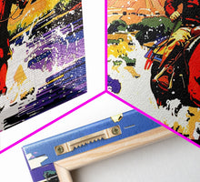 Load image into Gallery viewer, Crossing The Colorado River, Framed Canvas Print, Kitsch Western Wall Art, Colorful Western Painting Original Artwork, Pop Art Painting
