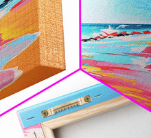 Load image into Gallery viewer, Dynamic Waves Crashing on Vibrant Beach - Framed Canvas Print, Coastal Wall Art, Ocean Vibes Decor for Living Room
