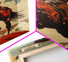 Load image into Gallery viewer, Elegant Cowgirl Commanding Horse | Framed Canvas Print | Western Wall Art | Living Room Decor | Rustic Home Decor
