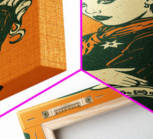 Load image into Gallery viewer, Elegant Retro Cowgirl with Hat Illustration | Framed Canvas Print | Vintage Western Art | Stylish Cowgirl Wall Art for Living Room
