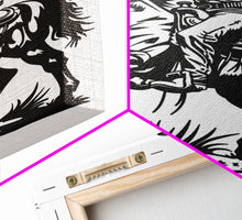 Load image into Gallery viewer, Cowboy Riding Horse with Reins - Framed Canvas Print, Western Wall Art, Rustic Decor, Living Room and Bedroom Art Print
