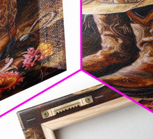 Cargar imagen en el visor de la galería, Classic Cowboy Hat and Boots Art - Framed Canvas Print, Rustic Bedroom Decor, Cowboy Themed Wall Art for Home, Western Artwork
