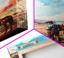 Load image into Gallery viewer, Cowboy and Horse Desert Scene Art - Framed Canvas Print, Western Living Room Decor, Cowboy Wall Art, Desert Home Decoration
