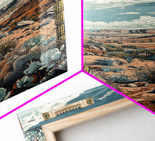 Carregar imagem no visualizador da galeria, Vintage Western Desert Landscape Art Print, Retro Cactus Framed Canvas, Scenic Southwest Artwork, Unique Desert Wall Decor
