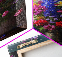 Load image into Gallery viewer, Dramatic Floral Vase Art on Rich Background - Framed Canvas Print, Bold Flower Decor for Living Room, Botanical Artwork, Floral Wall Art
