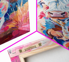 Load image into Gallery viewer, Colorful Highland Cow Art - Rustic Farmhouse Wall Decor, Vibrant Animal Painting, Living Room Art, Highland Cow Canvas Print
