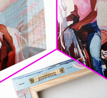 Load image into Gallery viewer, Cowgirl on Horse at the Beach, Stunning Framed Canvas Print, Ideal for Coastal Living Room Art, Beach Bedroom Decor, Equestrian Wall Art
