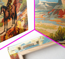 Load image into Gallery viewer, Cowboy Riding through Canyon, Framed Canvas Print for Rustic Living Room Decor, Western Art for Home and Bedroom Decoration
