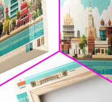 Carregar imagem no visualizador da galeria, Ahmedabad, India Panoramic Travel Poster Canvas Print, Ahmedabad, India Painting, India Art, Ahmedabad Travel Art, Living Room Painting
