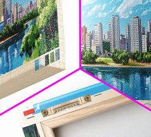 Carregar imagem no visualizador da galeria, Asuncion, Paraguay Panoramic Travel Poster Canvas Print, Asuncion, Paraguay Painting, Paraguay Art, Asuncion Travel Art, Living Room Painting

