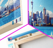 Carregar imagem no visualizador da galeria, Auckland, New Zealand Panoramic Travel Poster Canvas Print, Auckland, New Zealand Painting, New Zealand Art, Auckland Travel Art, Guest Room Painting
