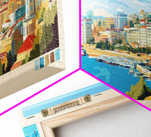 Carregar imagem no visualizador da galeria, Baku, Azerbaijan Panoramic Travel Poster Canvas Print, Baku, Azerbaijan Painting, Azerbaijan Art, Baku Travel Art, Guest Room Painting
