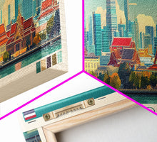 Load image into Gallery viewer, Bangkok, Thailand Travel Poster Panoramic Canvas Print, Bangkok, Thailand Painting, Thailand Art, Bangkok Travel Art, Guest Room Painting
