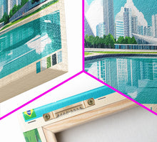 Load image into Gallery viewer, Brasilia, Brazil Panoramic Travel Poster Canvas Print, Brasilia, Brazil Painting, Brazil Art, Brasilia Panoramic Travel Art, Travel Painting

