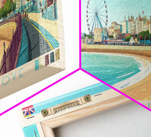 Carregar imagem no visualizador da galeria, Brighton and Hove, England Travel Poster Panoramic Canvas Print, Brighton and Hove, England Painting, England Art, Brighton and Hove Travel Art, Guest Room Painting

