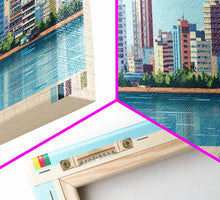 Load image into Gallery viewer, Douala, Cameroon Panoramic Travel Poster Canvas Print, Douala, Cameroon Painting, Cameroon Art, Douala Panoramic Travel Art, Travel Painting
