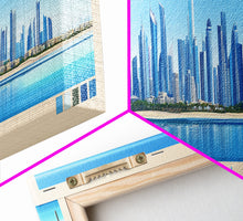 Load image into Gallery viewer, Dubai, United Arab Emirates Panoramic Travel Poster Canvas Print, Dubai, United Arab Emirates Painting, United Arab Emirates Art, Dubai Travel Art, Living Room Painting
