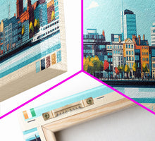 Load image into Gallery viewer, Dublin, Ireland Travel Poster Panoramic Canvas Print, Dublin, Ireland Painting, Ireland Art, Dublin Travel Art, Guest Room Painting
