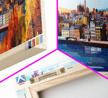 Load image into Gallery viewer, Dundee, Scotland Panoramic Travel Poster Canvas Print, Dundee, Scotland Painting, Scotland Art, Dundee Panoramic Travel Art, Travel Painting
