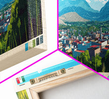 Load image into Gallery viewer, Durham, England Panoramic Travel Poster Canvas Print, Durham, England Painting, England Art, Durham Panoramic Travel Art, Travel Painting
