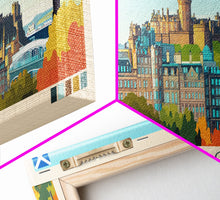 Load image into Gallery viewer, Edinburgh, Scotland Panoramic Travel Poster Canvas Print, Edinburgh, Scotland Painting, Scotland Art, Edinburgh Travel Art, Guest Room Painting
