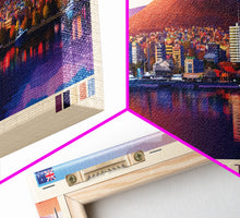 Cargar imagen en el visor de la galería, Hobart, Australia Panoramic Travel Poster Canvas Print, Hobart, Australia Painting, Australia Art, Hobart Travel Art, Guest Room Painting
