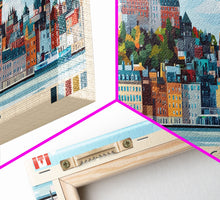 Load image into Gallery viewer, Quebec City, Canada Panoramic Travel Poster Canvas Print, Quebec City, Canada Painting, Canada Art, Quebec City Travel Art, Guest Room Painting
