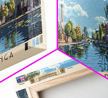 Load image into Gallery viewer, Albury–Wodonga, Australia Panoramic Canvas Print, Albury–Wodonga, Australia Painting, Australia Art, Albury–Wodonga Travel Poster, Travel Art, Housewarming Gift
