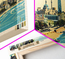 Carregar imagem no visualizador da galeria, Baku, Azerbaijan Panoramic Canvas Print, Baku, Azerbaijan Painting, Azerbaijan Art, Baku Travel Poster, Travel Art, Living Room Painting
