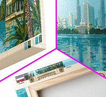 Load image into Gallery viewer, Bangkok, Thailand Panoramic Canvas Print, Bangkok, Thailand Painting, Thailand Art, Bangkok Travel Poster, Travel Art, Living Room Painting

