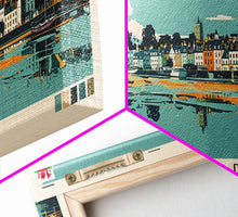 Load image into Gallery viewer, Bangor, Wales Panoramic Canvas Print, Bangor, Wales Painting, Wales Art, Bangor Travel Poster, Travel Art, Housewarming Gift
