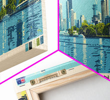 Load image into Gallery viewer, Brisbane, Australia Panoramic Canvas Print, Brisbane, Australia Painting, Australia Art, Brisbane Travel Poster, Travel Art, Living Room Painting
