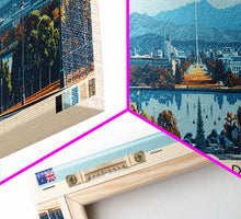 Carregar imagem no visualizador da galeria, Canberra, Australia Panoramic Canvas Print, Canberra, Australia Painting, Australia Art, Canberra Travel Poster, Travel Art, Guest Room Painting

