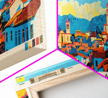 Load image into Gallery viewer, Cuenca, Ecuador Panoramic Canvas Print, Cuenca, Ecuador Painting, Ecuador Art, Cuenca Travel Poster, Travel Art, Guest Room Painting
